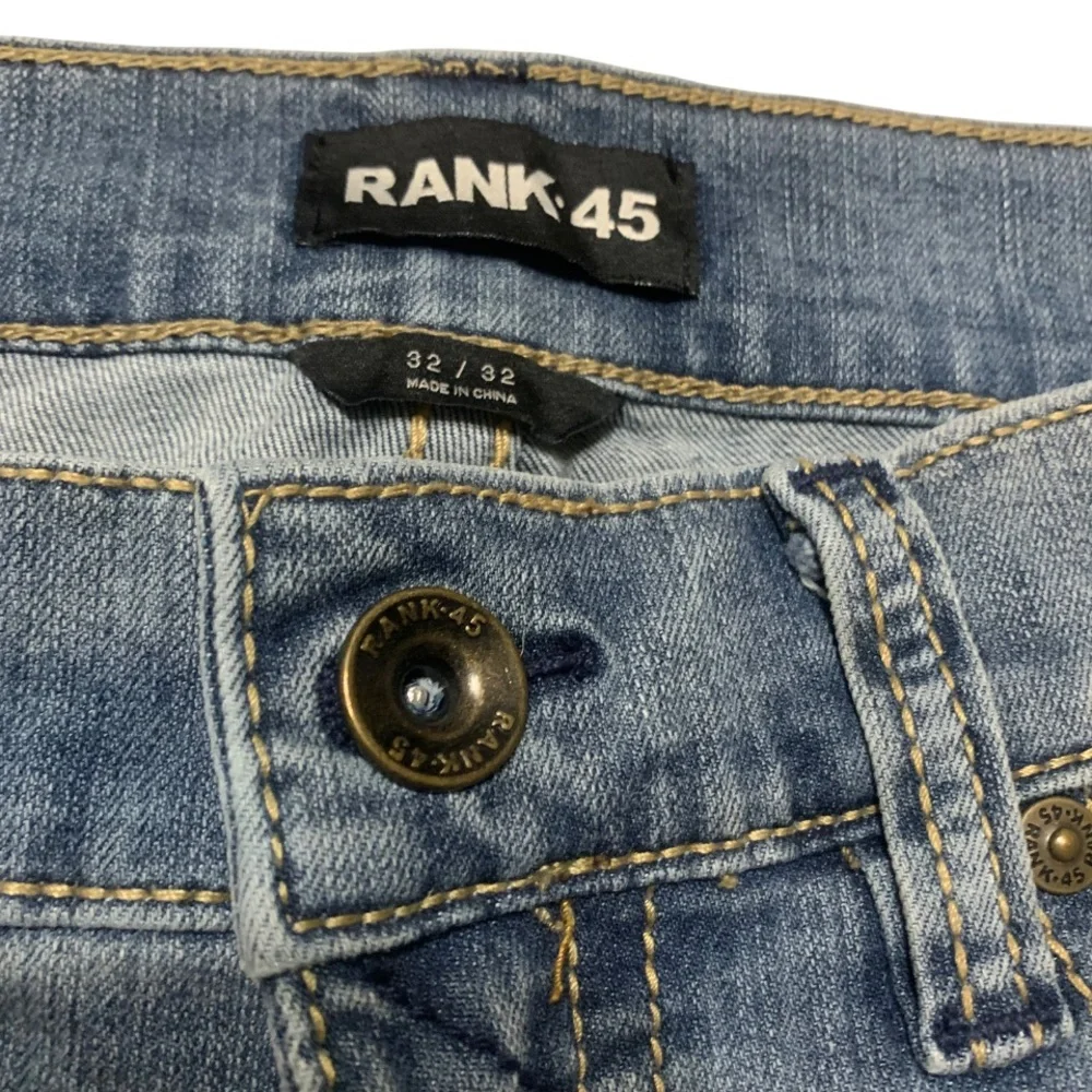 RANK.45 Men’s Light Blue Denim Jeans Straight, Pre-Owned, 32X32. 88%Cotton